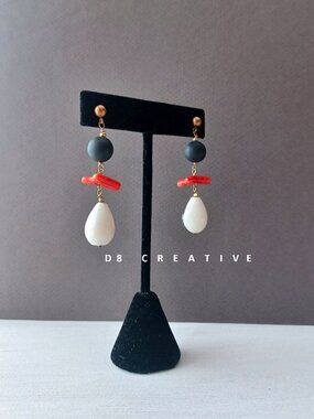 Original design handmade dangle earring natural stone with sterling silver